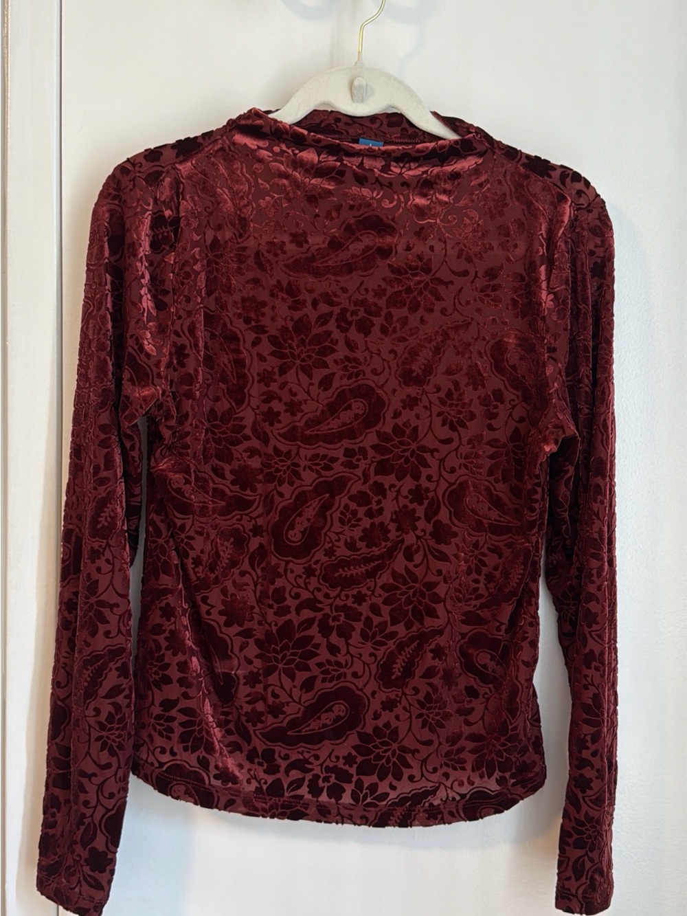 Old Navy Velvet Burnout Long Sleeve Top - Burgundy